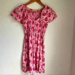 Jolie & Joy Pink Roses Butterfly Sleeve Dress size S